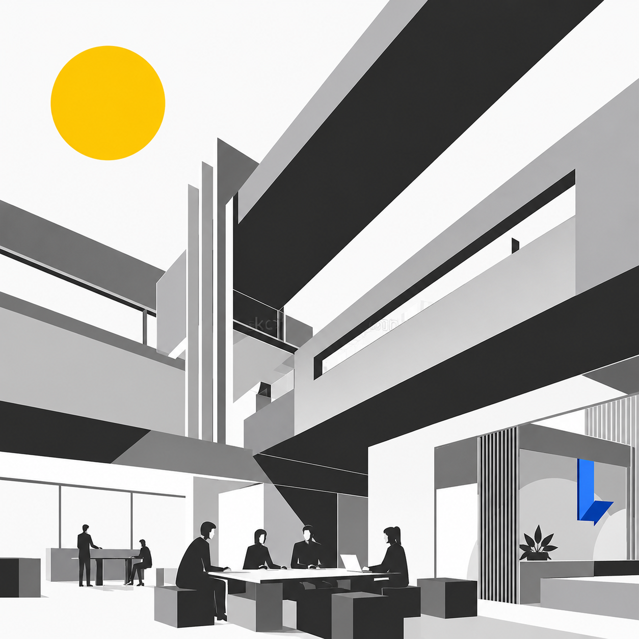 Entrepreneurs réunis dans un espace de travail graphique